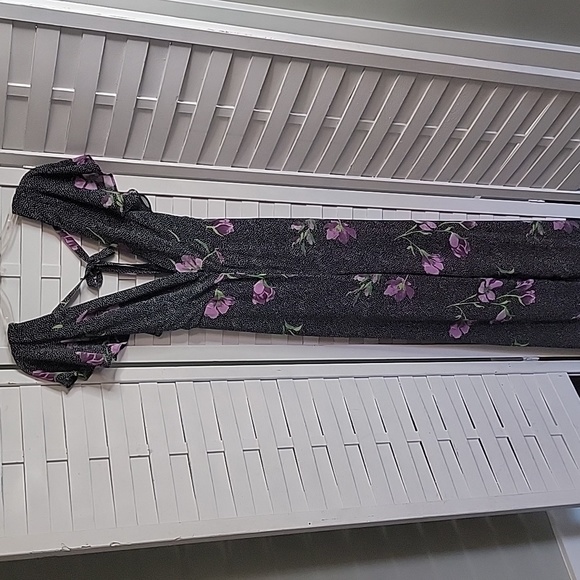 Urban Outfitters Pants - Urban Outfitters Black Polka Dot And Floral Cut Out Jumpsuit Size 12